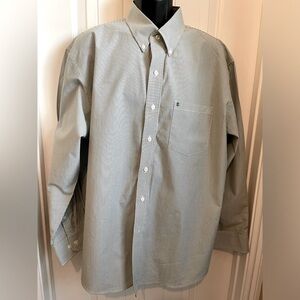Izod Men’s Luxury Sport Dress Shirt in Moss Green & White Pin Stripe, Size XL